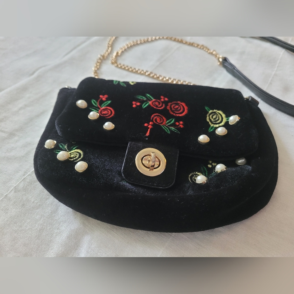 Small Black Embroidered Bag